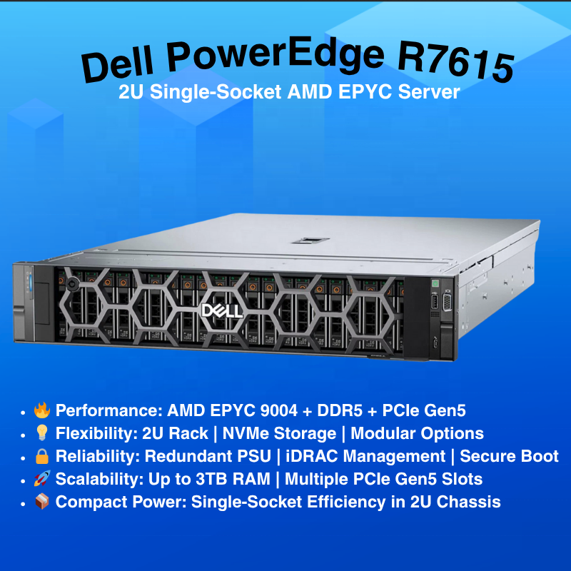 معالج PowerEdge R7615 2U Rack  - مراجعة Ddr5 32Gb وسعره